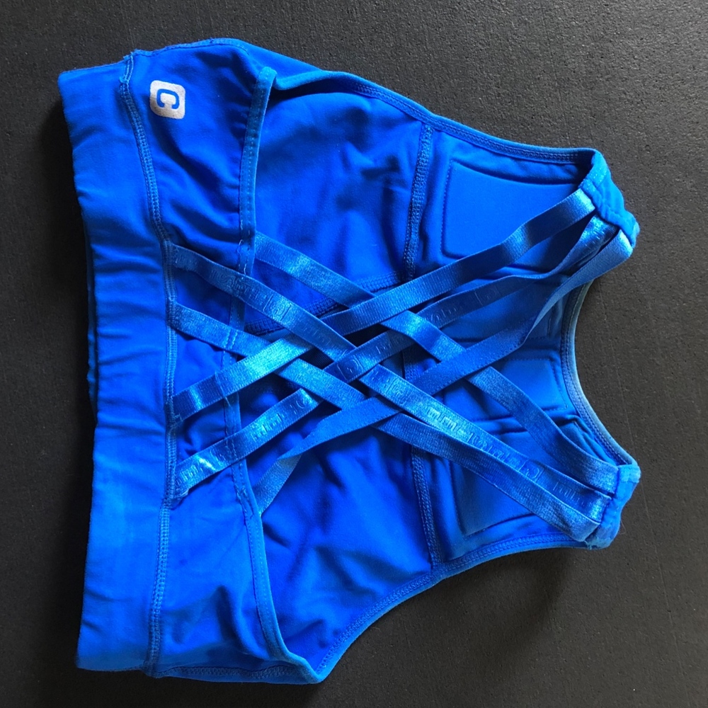 crisscross back chestee crossfit sports bra  blue